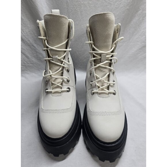 Timberland Sky White Leather Lace Up Chunky Platform Combat Boot Women’s Size 9 - Picture 3 of 13